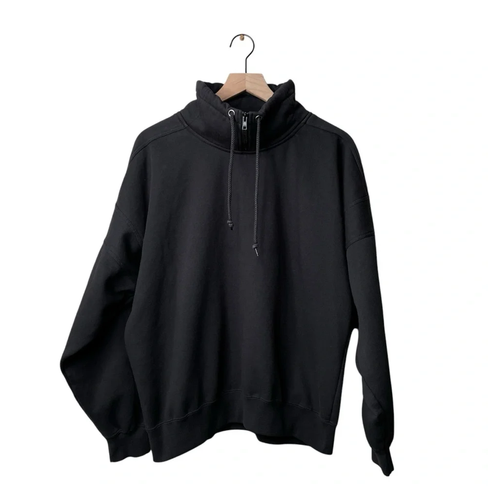 Vintage Men's Black Sweater Quarter Collar Zip Up